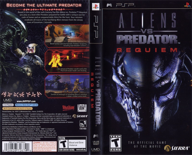 Amazoncom: Aliens vs Predator Requiem - Sony PSP: Psp