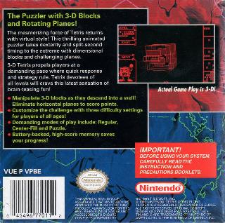 Screenshot Thumbnail / Media File 1 for 3-D Tetris (USA)